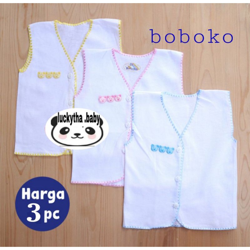 3pc_ baju bayi kutung polos 100% cotton boboko neci polos/ baju singlet bayi/ baju boboko kutung