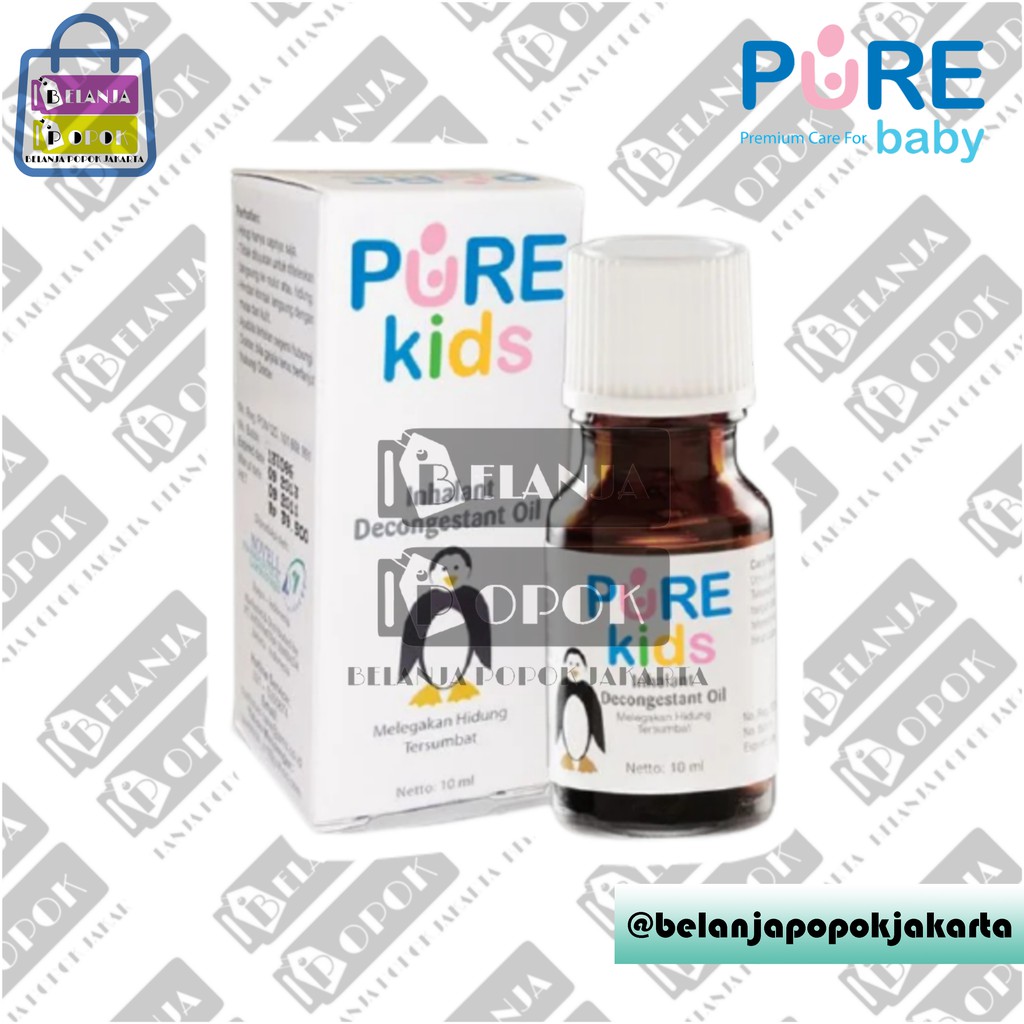 Pure Baby Pure Kids Inhalant Decongestant Oil 10ml Obat Pilek Hidung Tersumbat Obat Flu Anak-4