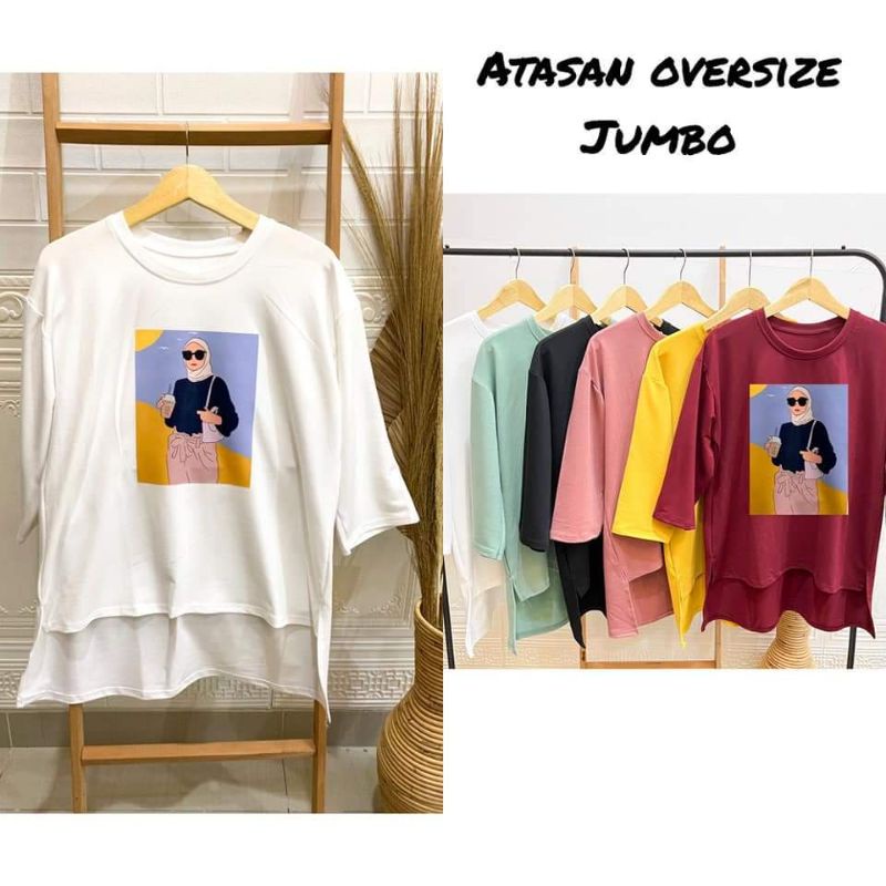 ATASAN OVERSIZE SABLON / ATASAN KAOS VIRAL / KAOS WANITA VIRAL