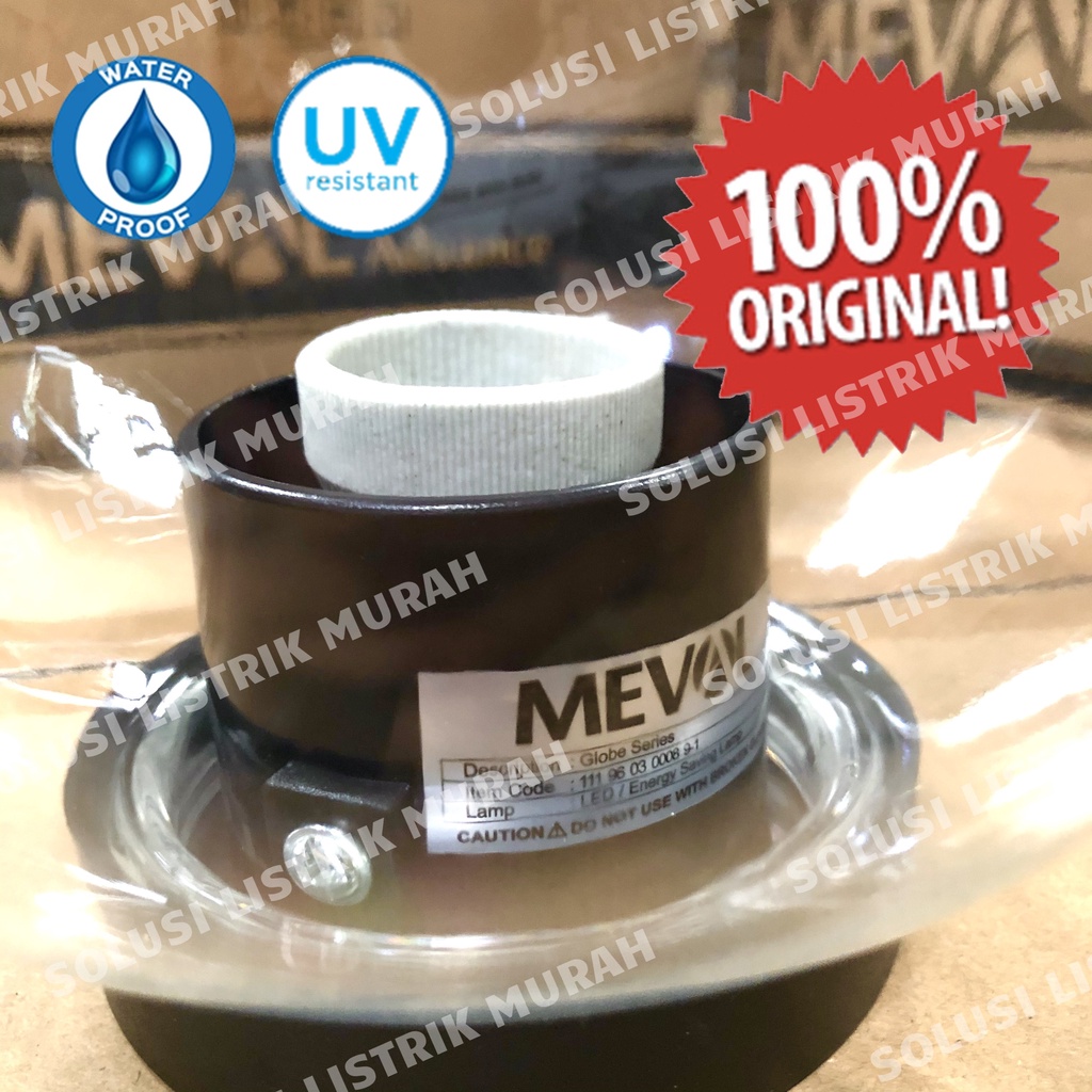 Meval Kap Lampu Taman Outdoor Bulat Putih / Plain Clear / Prismatic 10 Inch 25 CM