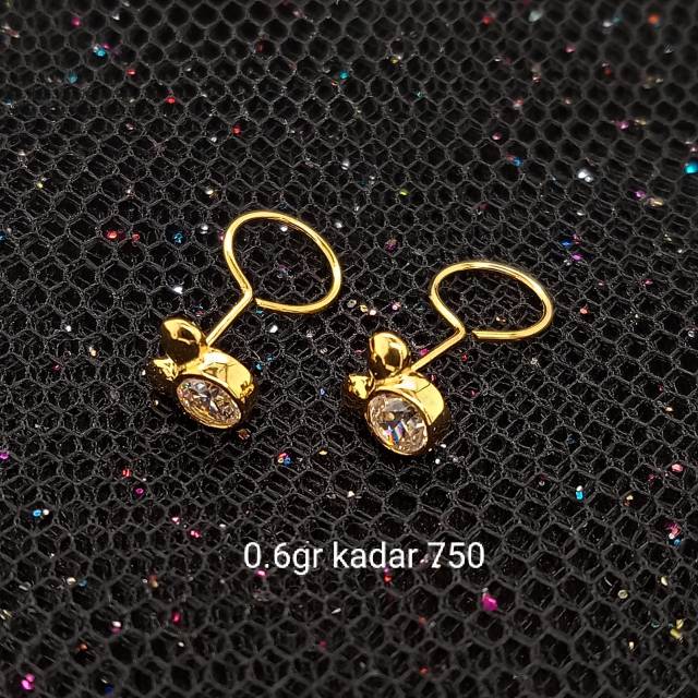 Anting toge emas 17K Kadar 750 - model Miki berat 0.6 gram - ABS000000001