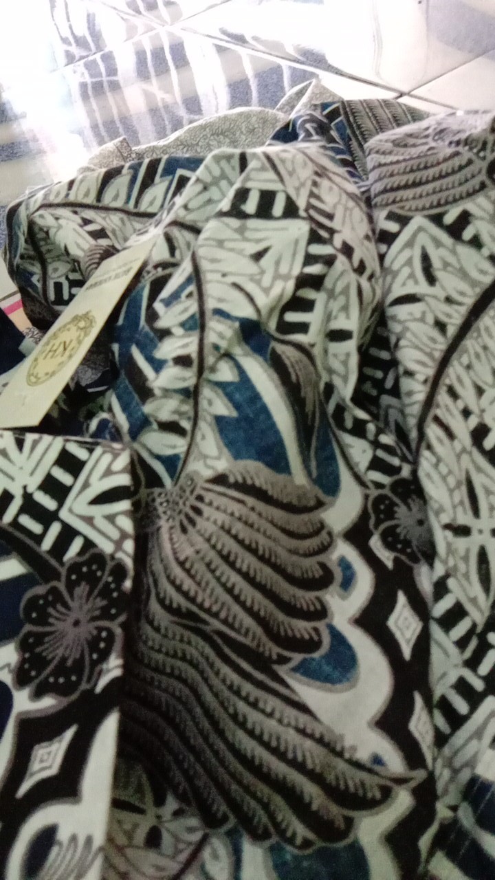Kemeja Batik Pria Lengan Panjang Size M L Xl Xxl  Bswart Batik Hrb026 Kenongo Hem Panjang Padi