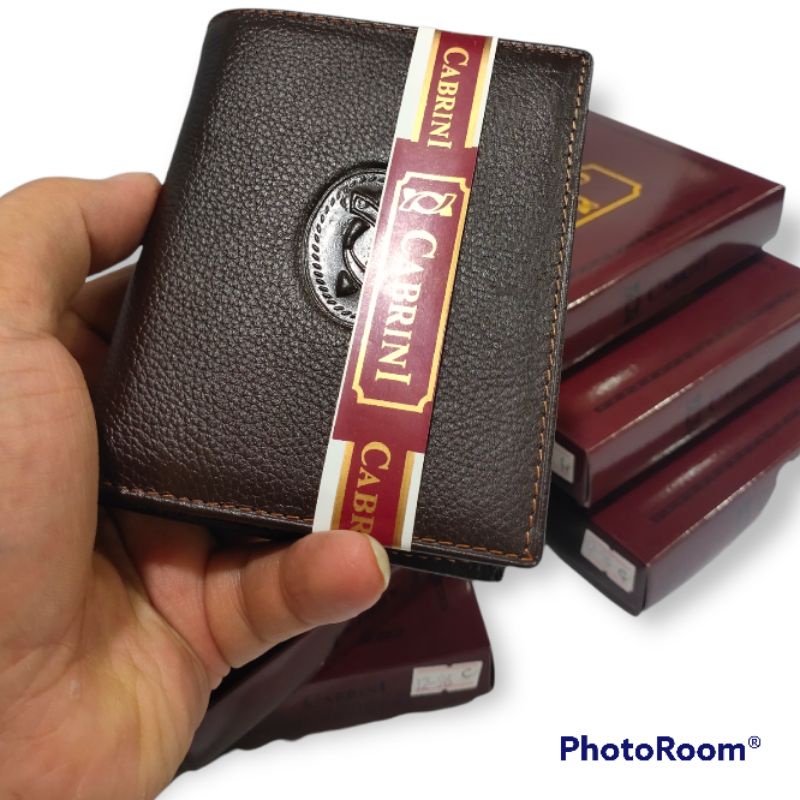 Dompet kulit asli pria Cabrini import model bediri lipat buku