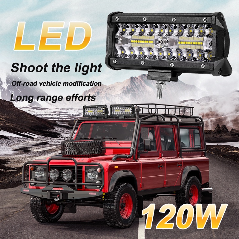 72W/120W/144W Lampu Tembak Sorot LED Bar Susun LED Mobil Motor SUV