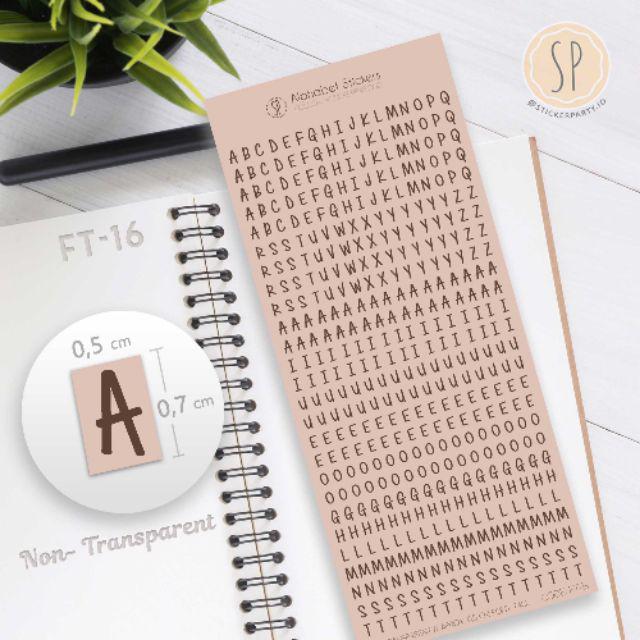 [Sticker Party] 442pc Stiker Huruf Aesthetic Huruf Besar Stiker Bujo Alfabet Agenda Ukuran Kecil 0,5-FT16 - Cream