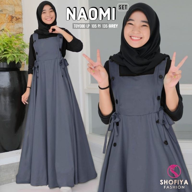 Naomi Set Overall Baju Gamis Remaja Terbaru Kekinian