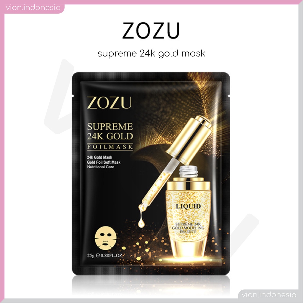 ZOZU Supreme 24K Gold Foil Sheet Mask Moisten Hyaluronic Masker Emas Premium Original ZO001