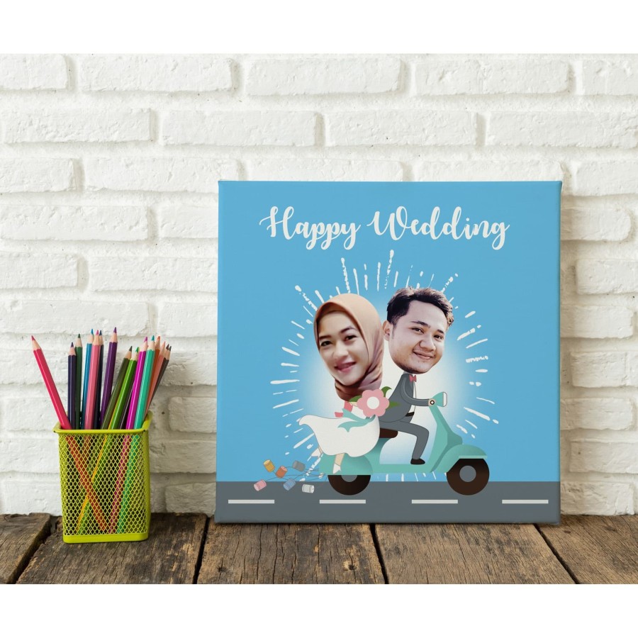 

Kanvas foto karikatur ilustrasi wajah kado pernikahan wedding hadiah valentine - kado pacar 12