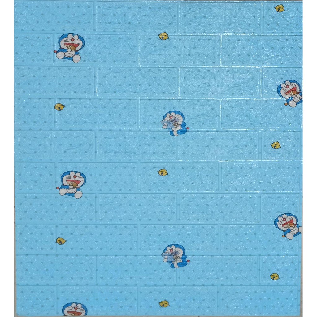 WALLPAPER 3D BRICK FOAM CORAK BATU ALAM WALLPAPER DINDING BATU BATA PUTIH DAN CORAK BATA-DORAEMON TEBAL 5MM