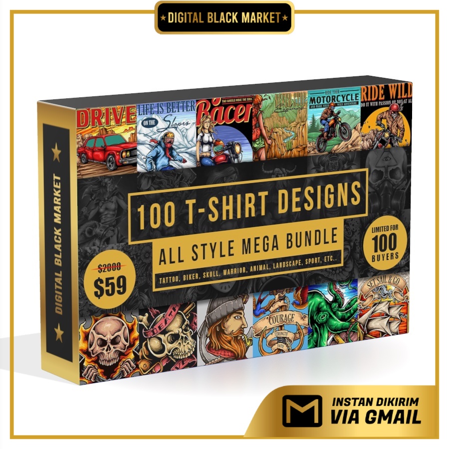 100 T-Shirt Designs Mega Pack - Vector Designs