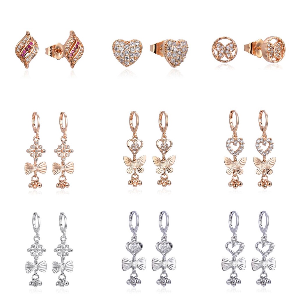HYL JEWELRY Anting Titaniun emas batu bata titanium korea tusuk 59e