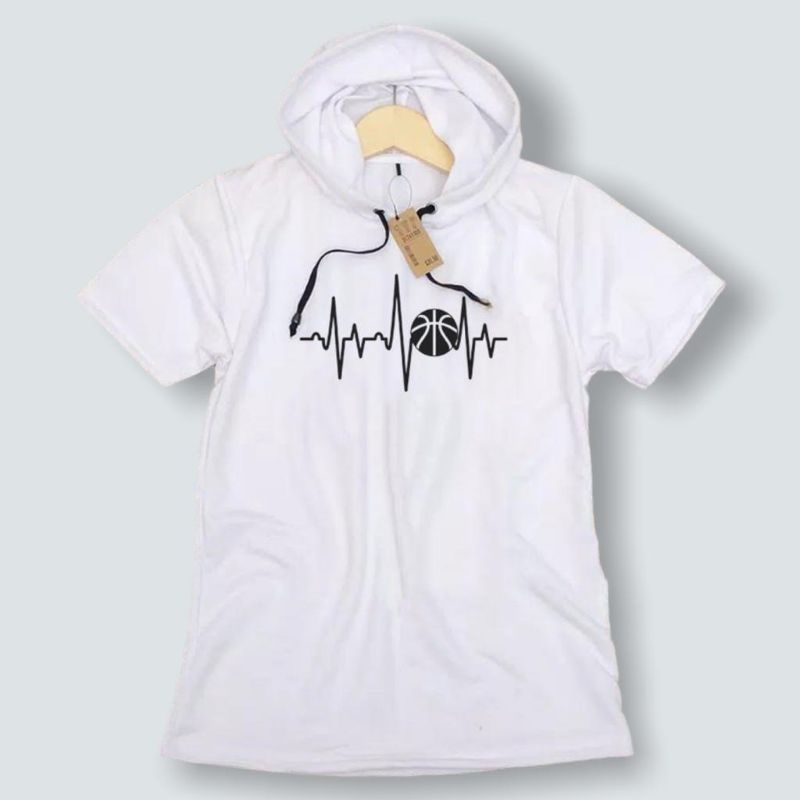 Kaos Hoodie Lengan Pendek Pria / Baju Kupluk Pria / Kaos Bertopi Lengan Pendek / Kaos Pria