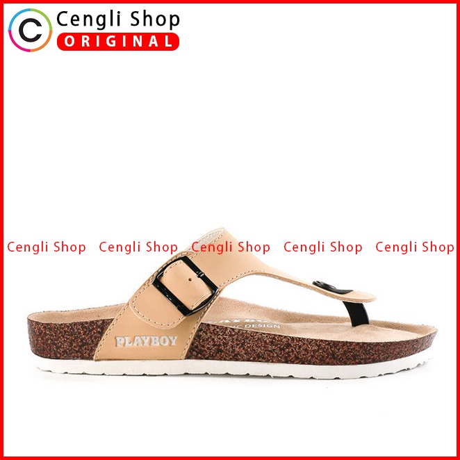 SANDAL JEPIT PLAYBOY WANITA ORIGINAL CASUAL BRANDED ASLI COKLAT PLW03