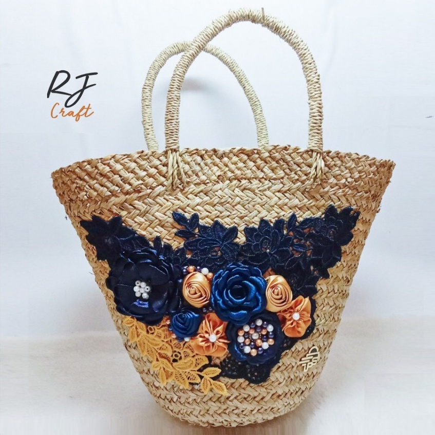 RJ CRAFT - Tas Anyaman Mendong Tas Etnik Tas Handmade Tas Brokat Tas Wanita Tas Top Handle Cantik