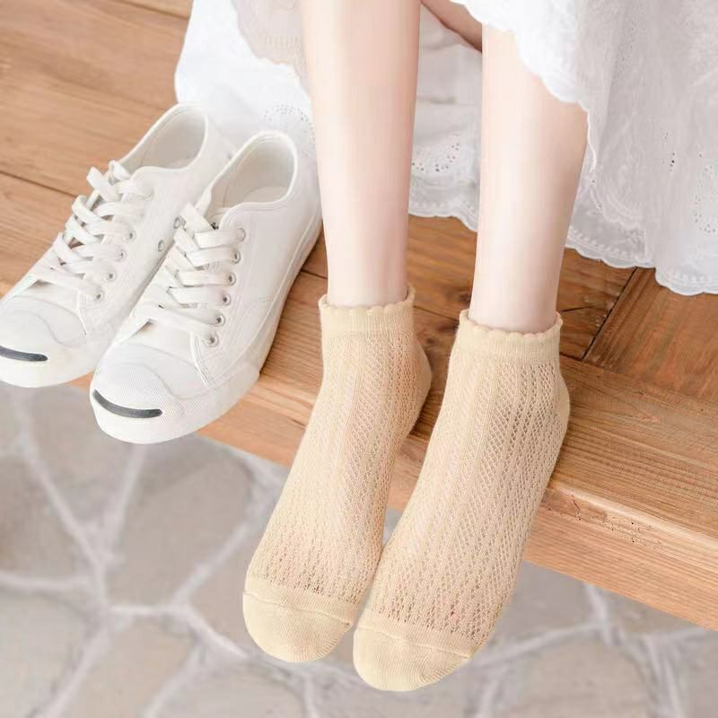 [COD] Kaos Kaki Polos Model Rajut Jaring Kaos Kaki Pendek Fashion Korea Kaos Kaki Wanita Polos Warna Pastel Import