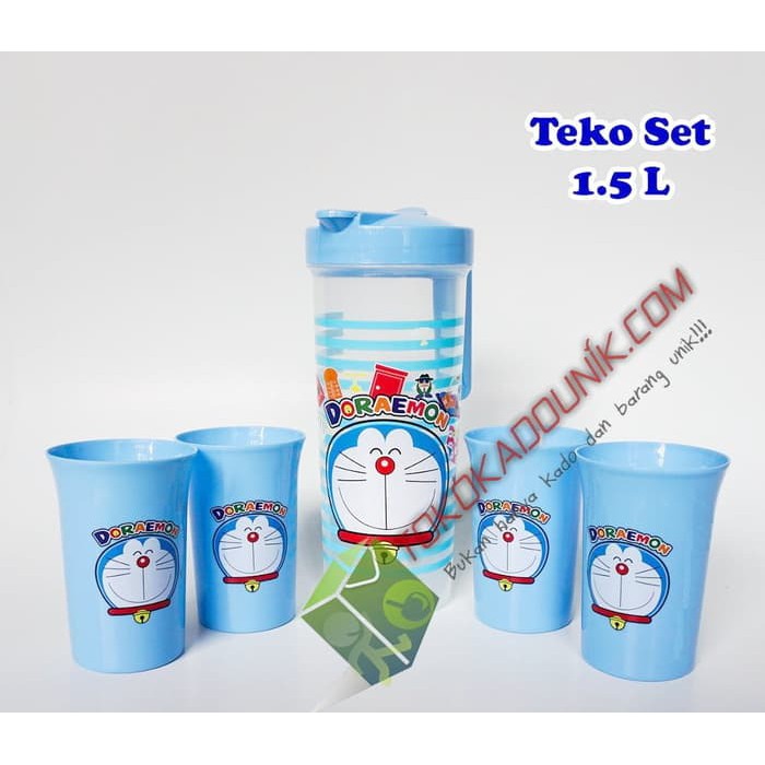 TERLARIS / TEKO GELAS SET PLASTIK KARAKTER 5 IN 1