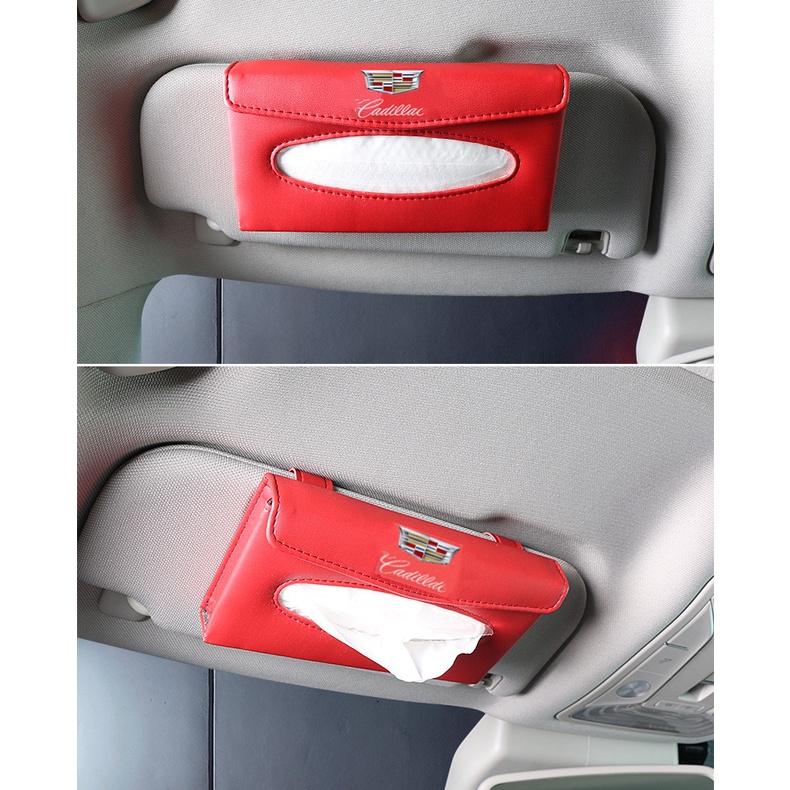 (G-CLUB) Kotak Tisu Bahan Kulit Untuk Sun Visor Mobil Cadillac ATSL Xt4 Xt5 XT6 XtS Ct6 Xt5 XT6 XT6