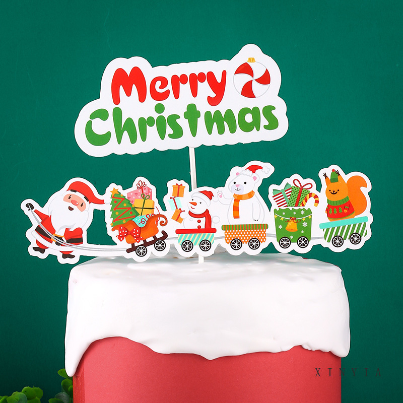 1 Set 7 Styles Topper Kue Desain Merry Christmas Bahan Akrilik Untuk Dekorasi Natal-Won