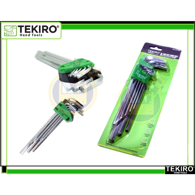 TEKIRO Kunci L Panjang Set 8 pcs 2-10 mm Hex Key Long Set 8pcs 2-10 mm TEKIRO Long Panjang  Kunci L Set Panjang 8 Pcs ( 2 - 10 MM ) TEKIRO / Hex Key Long Set 8Pcs