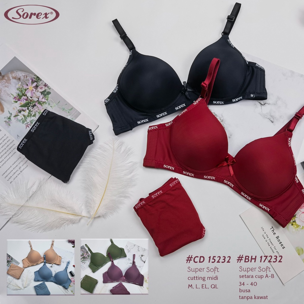 Sorex 17232 Bra BH Wanita Tanpa Kawat Super Soft Busa Tipis Cup B Kecil Kait 2