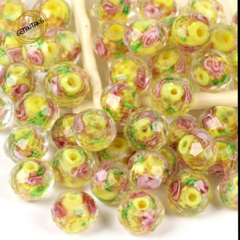 Bahan Gelang Manik Kristal Ceko Murano Lampwork Glassbeads Rose Batu Ceko Murano