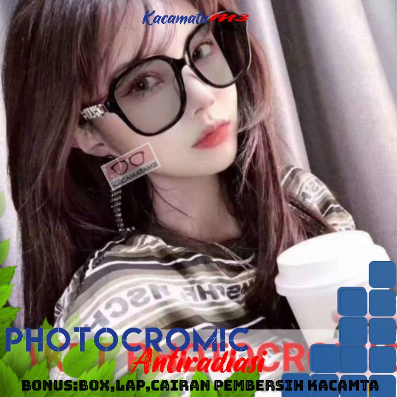 kacamata lensa photocromic antiradiasi boleh pilih yang blueray bisa normal minus plus cilinder tergantung permintaan sampai minus 5 cyl 2 harga masih sama tulis saja pesanan kaka di catatan saat order free box lap cairan pembersih kacamata