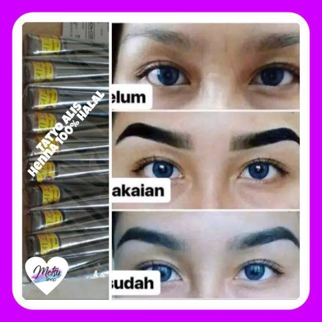 2 PCS HENNA TATTO PEWARNA TATO ALIS HALAL HENA BULU ALIS NON PERMANEN AL LATIF