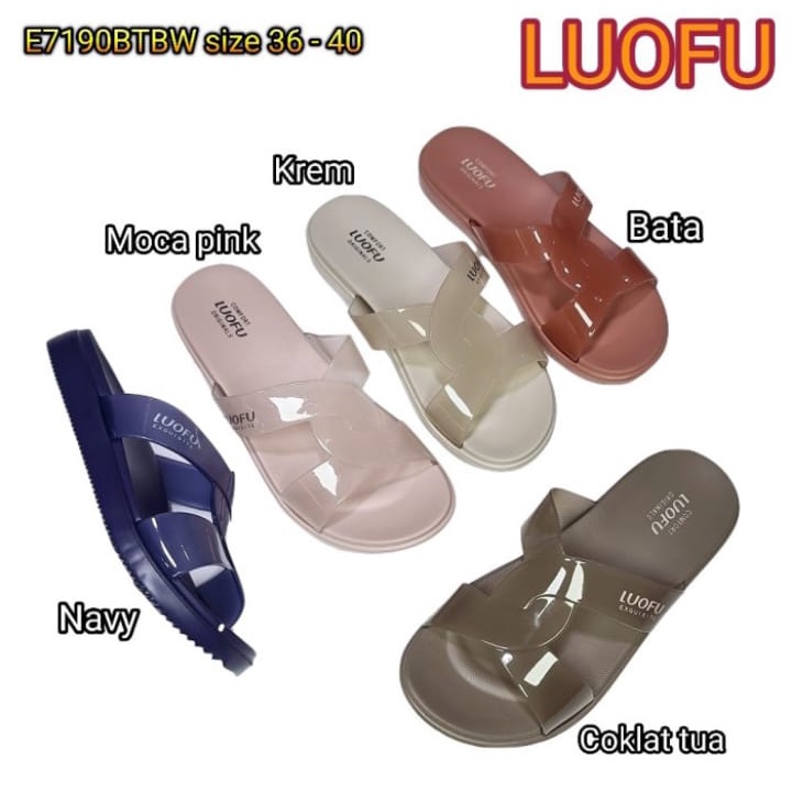 Sandal Slop Wanita Kekinian Luofu E7190BTBW