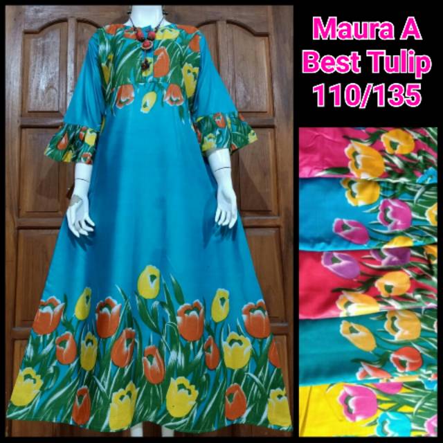 DASTER MAURA - motif best tulip daster busui kekinian lengan panjang 7/8 payung adem murah