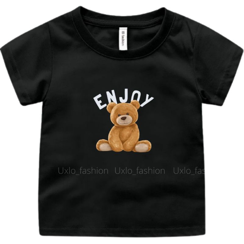 KAOS ANAK PEREMPUAN DAN LAKI LAKI BAHANN COTTON COMBED 30S UMUR 1 SAMPAI 9 TAHUN LENGAN PENDEK MOTIF TEDDY BEAR KARTUN UXLO FASHION