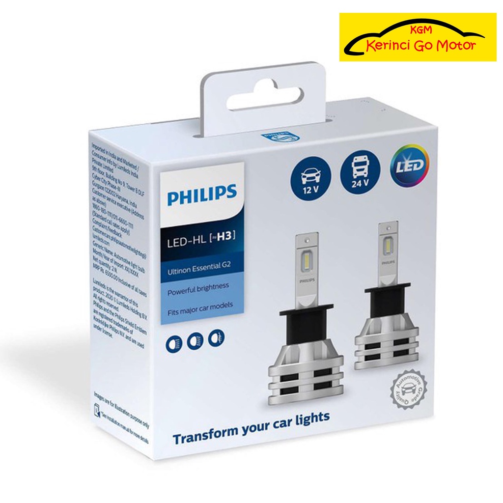 BOHLAM PHILIPS LED H3 12V 24V 19W PUTIH ULTINON ESSENTIAL 11366UE2X2