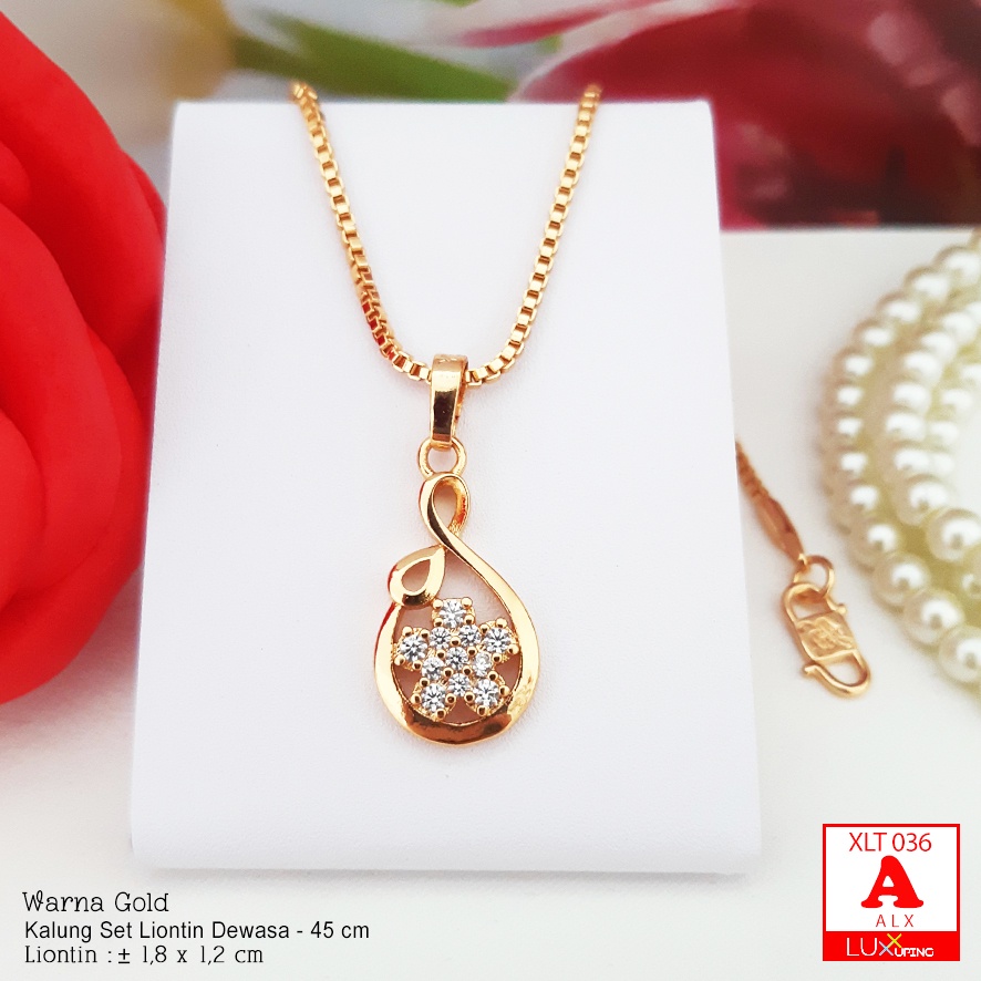 XLT 036 Kalung Liontin Terbaru Set Perhiasan Murah Kalung Itali 45 cm Permata Zirkon Aksesoris Xuping  Luxx Xuping