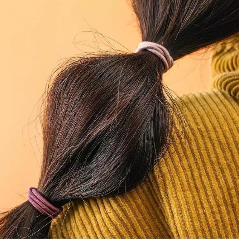 Karet rambut jepang pouch isi 100 pcs/ikat rambut import murah