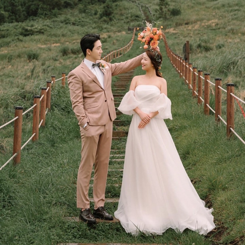 Wedding dress wanita prawedding gown gaun pesta party big size jumbo ukuran besar longdress mekar a 