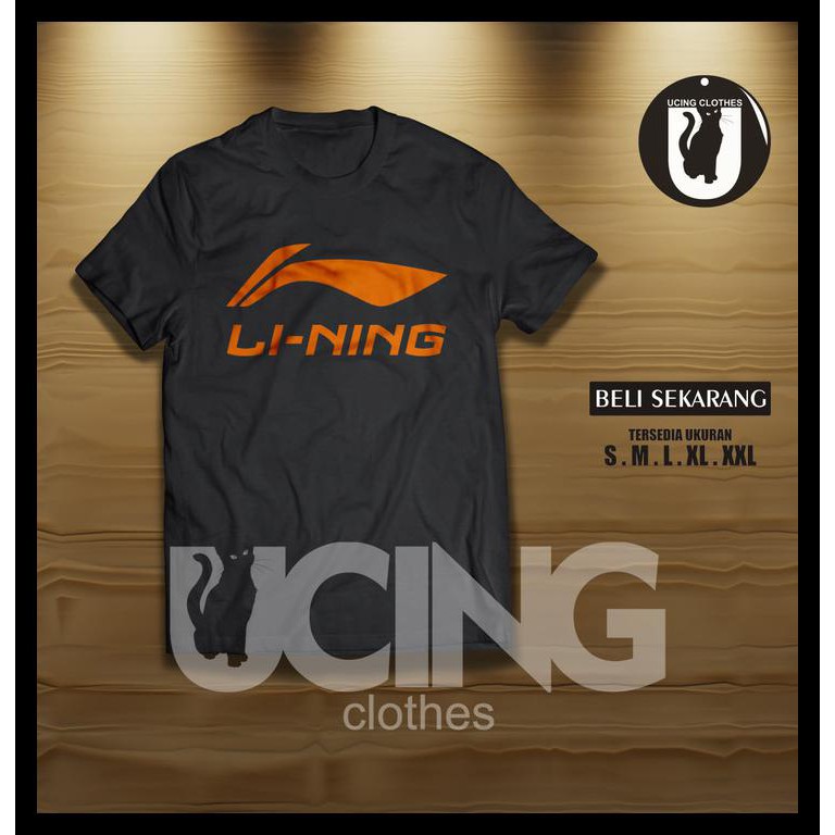 Baju Kaos Pria Distro Kaos Baju Lining Logo Kaos Sport - Hitam, S Murah Simple Custom