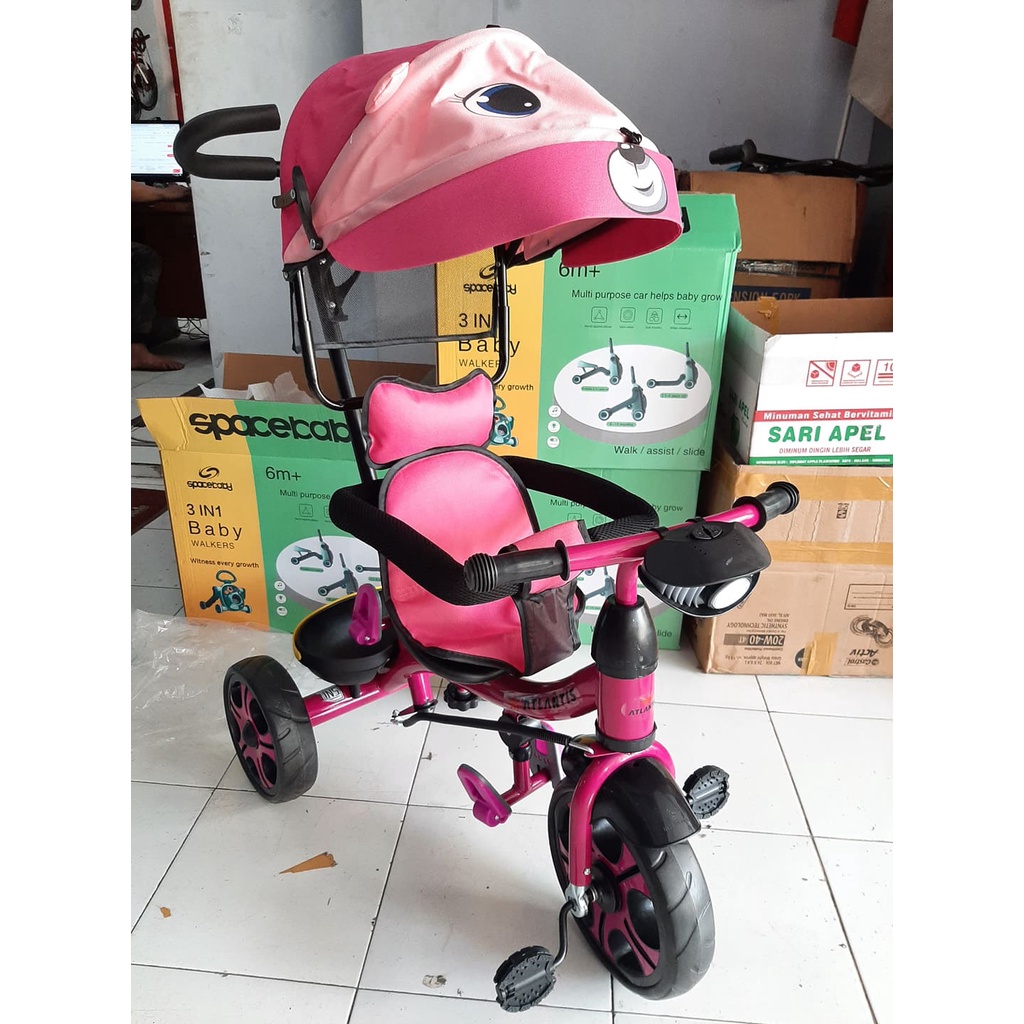 SEPEDA ANAK RODA 3 / TRICYCLE ATLANTIS BEAR / MONKEY (musik, lampu, jok bisa diputar menghadap belak