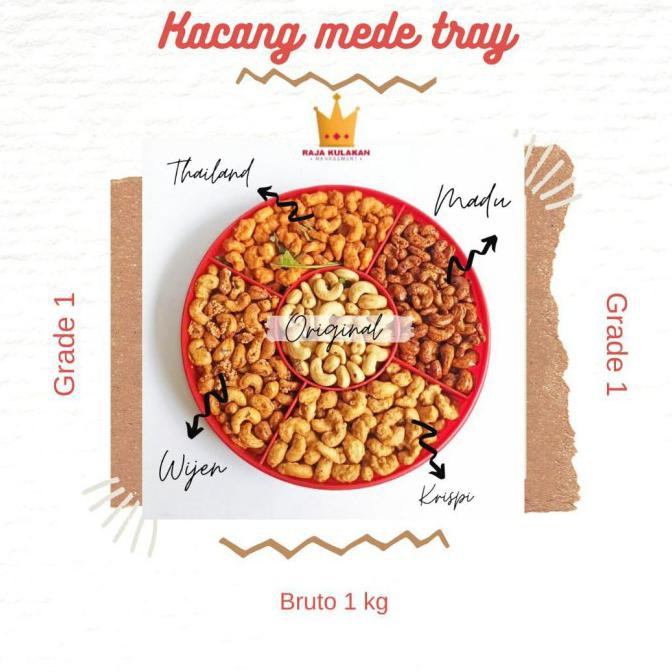 

Ready Stok Kacang Mede Mete Grade 1 Super Premium Tray Bulat Mix 5 Rasa
