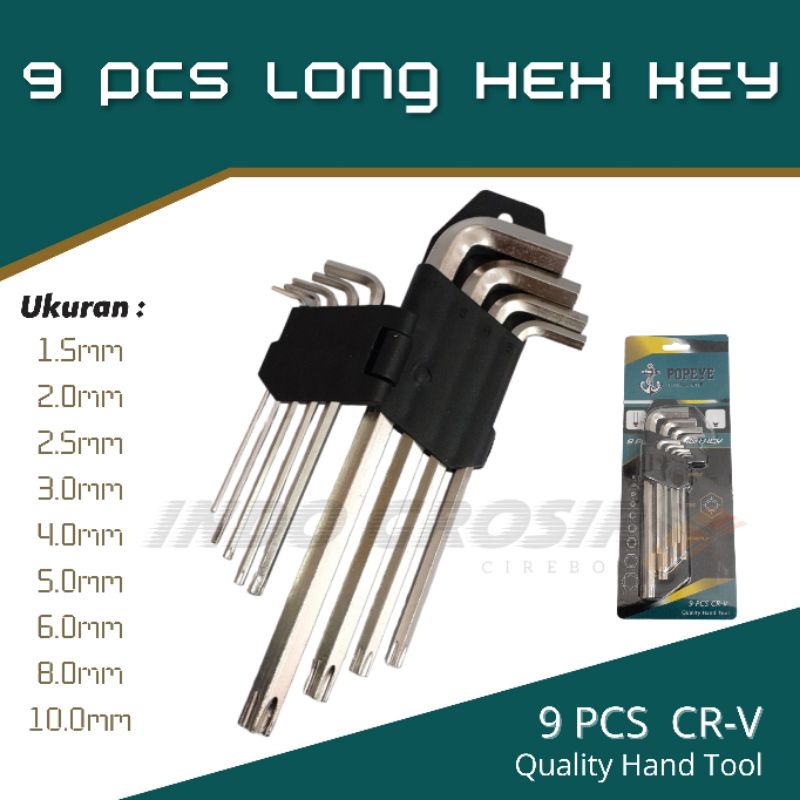 POPEYE Kunci L Long Kombinasi Set 9Pcs Kunci L Kombinasi Bintang Hey Torx Set Key