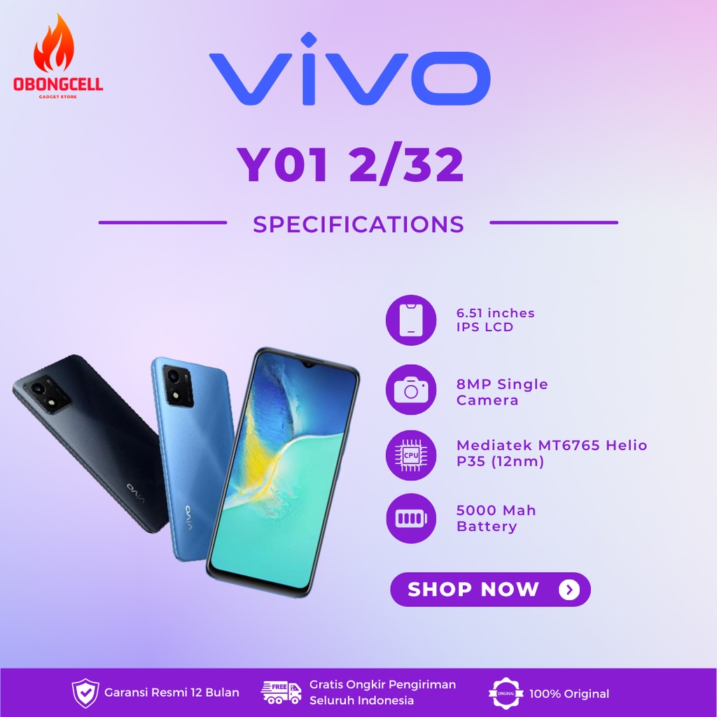 HP VIVO Y01 2/32GB NEW ORIGINAL GARANSI RESMI