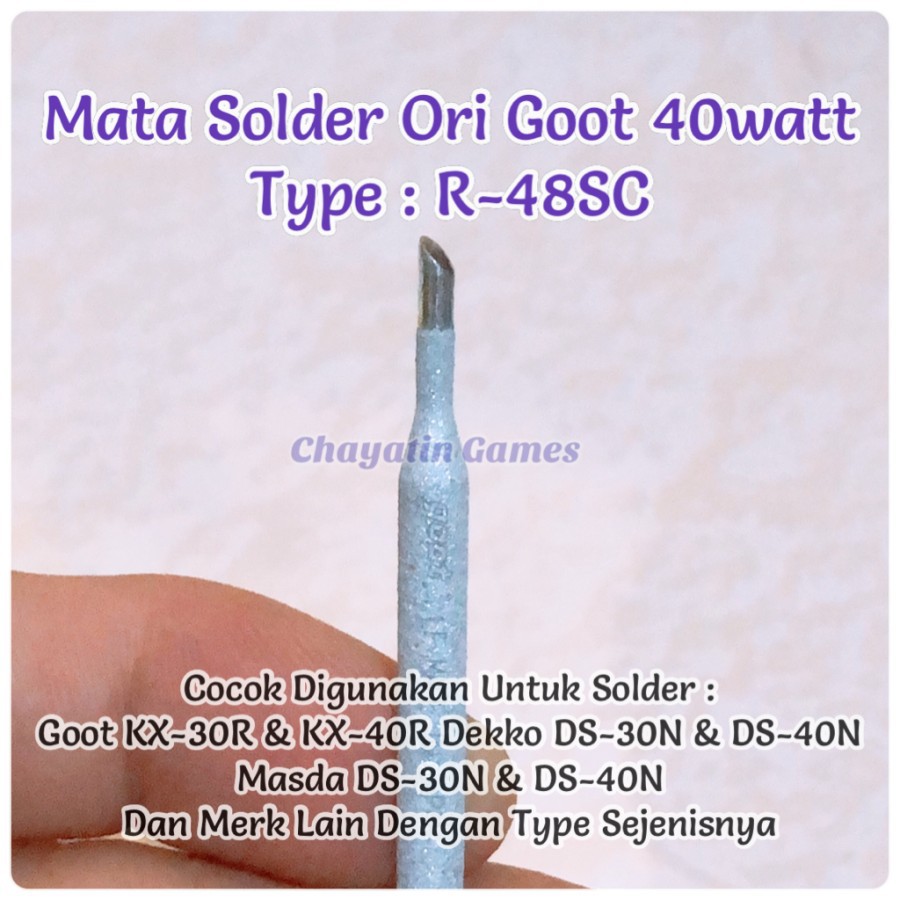 Mata Solder Original Goot 40 Watt Type R-48SC Model Tapak Kuda Kecil 2mm