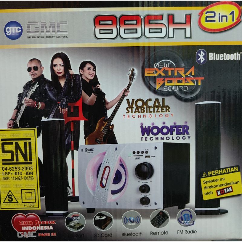 speaker aktif bluetooth gmc 886H 2 in 1
