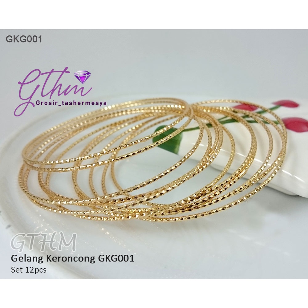 Gelang Keroncong Set 12 perhiasan fashion Anti Karat GKG001 GTHM