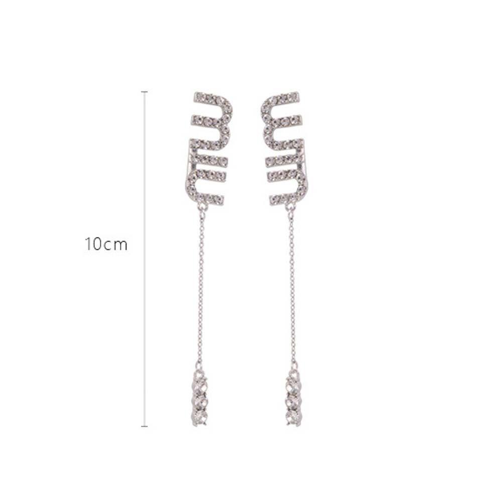 Mxbeauty Menjuntai Anting-Anting Cahaya Mewah Indah Surat Perempuan Geometris Berlian Imitasi Anting Korea