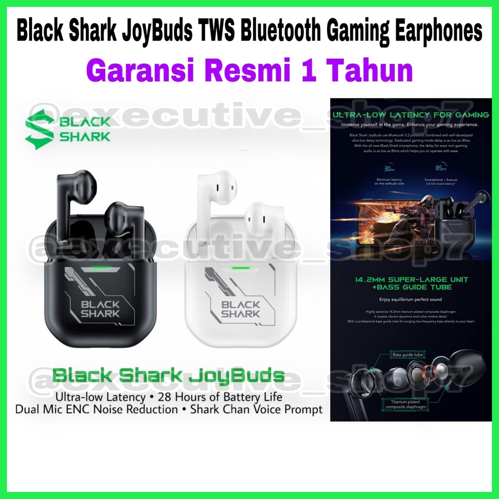 Black Shark JoyBuds TWS Bluetooth Gaming Earphones BE18 Garansi Resmi 1 Tahun