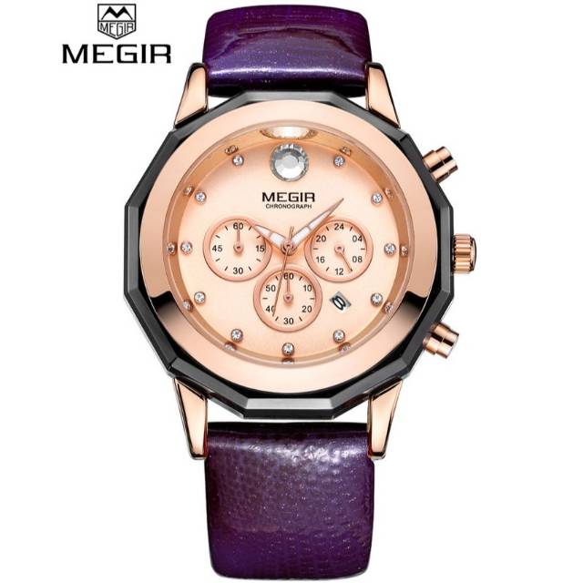 MEGIR 2042 / Jam Tangan Wanita Premium Fashion / Strap Kulit / Megir Original / Jam Tangan Import