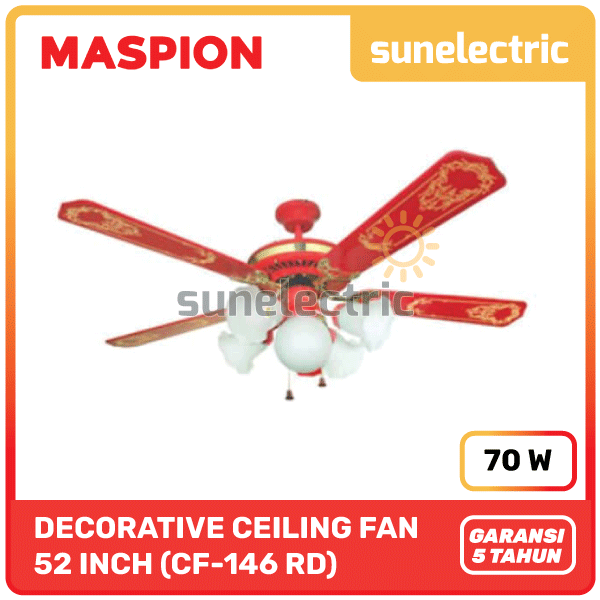 Maspion 52" / 52 Inch / 130 cm Kipas Angin Plafon Dekorasi Ceiling Fan Uchida CF-146 RD / CF146 RD /