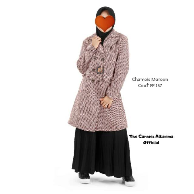 Jaket Winter Wanita Chamois Maroon - Jaket Panjang Muslimah - Jaket Musim Dingin