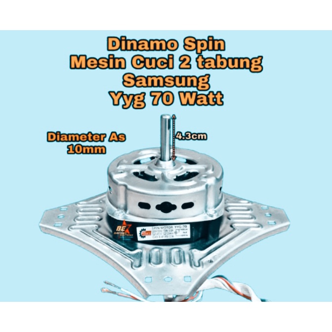 DINAMO MOTOR SPIN PENGERING MESIN CUCI SAMSUNG 2 TABUNG  WT 12S3 AS 10MM