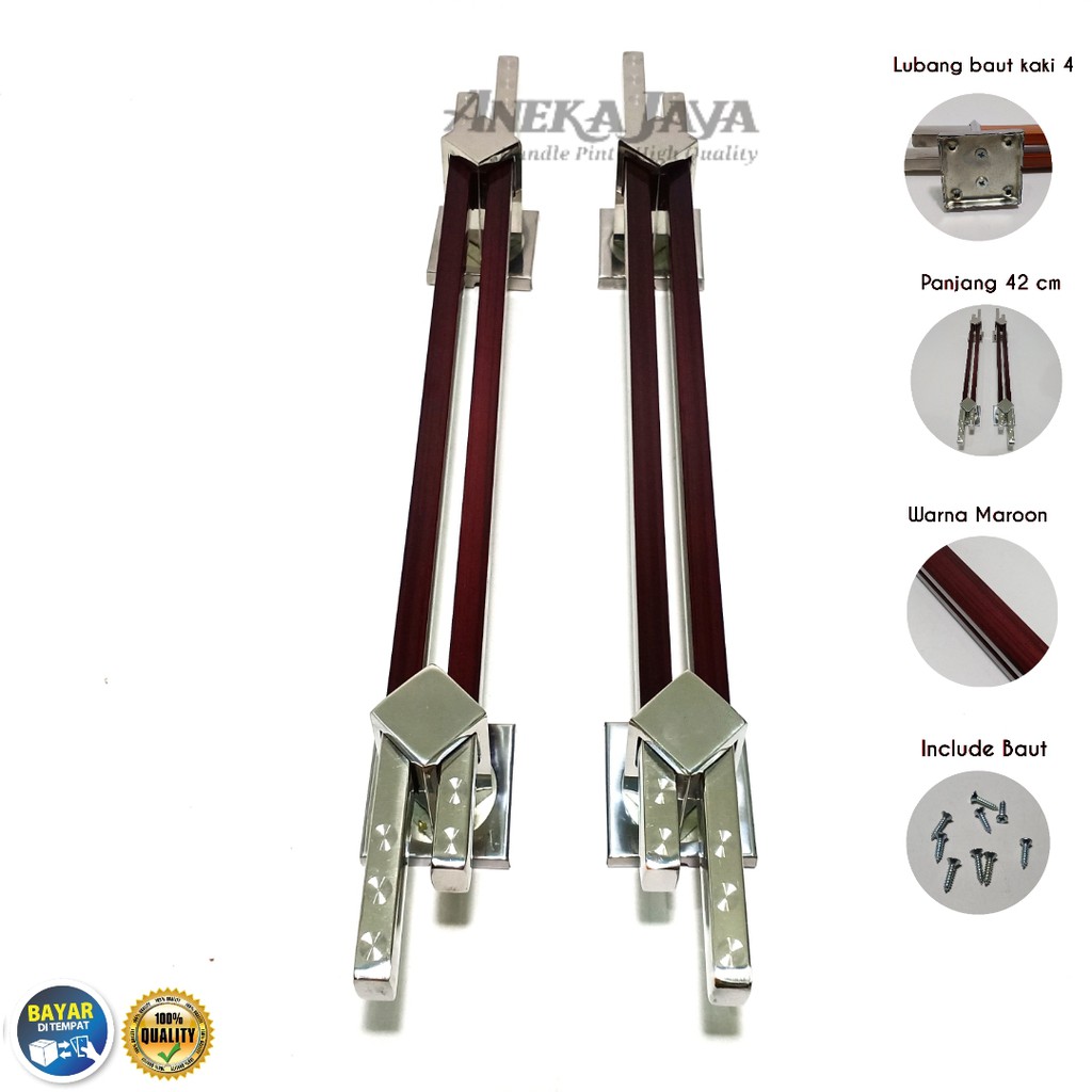 Handle Pintu rumah 42 cm Tarikan Pintu Pegangan Pintu rumah minimalis terbaru coklat tua maroon