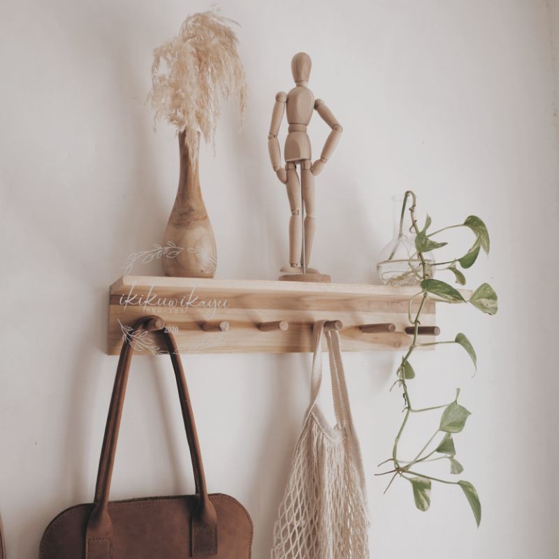 KAPSTOK KAYU HIASAN DINDING DEKORASI DINDING KAYU JATI DEKORASI RUANG TAMU HOME DECOR